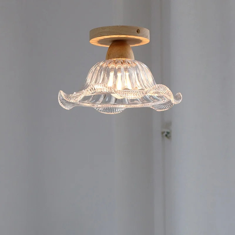 Afralia™ Crystal Wood LED Ceiling Lamp Clear Glass Modern Indoor Lighting