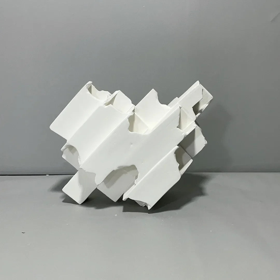 Afralia™ Geometric Ceramics Flower Arrangement Sculpture Square Pipe Irregular Decor