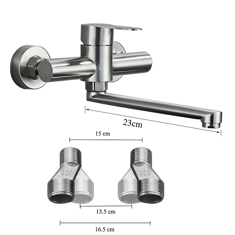 Afralia™ Brushed Nickel Kitchen Faucet - Double Hole Mixer for Cold and Hot Water