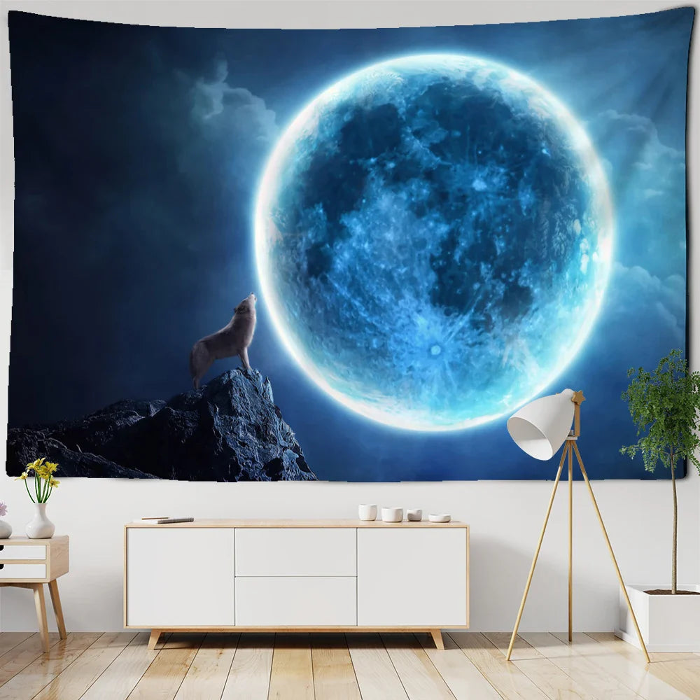 Afralia™ White Wolf Tapestry Wall Hanging - Mystical Home Decor