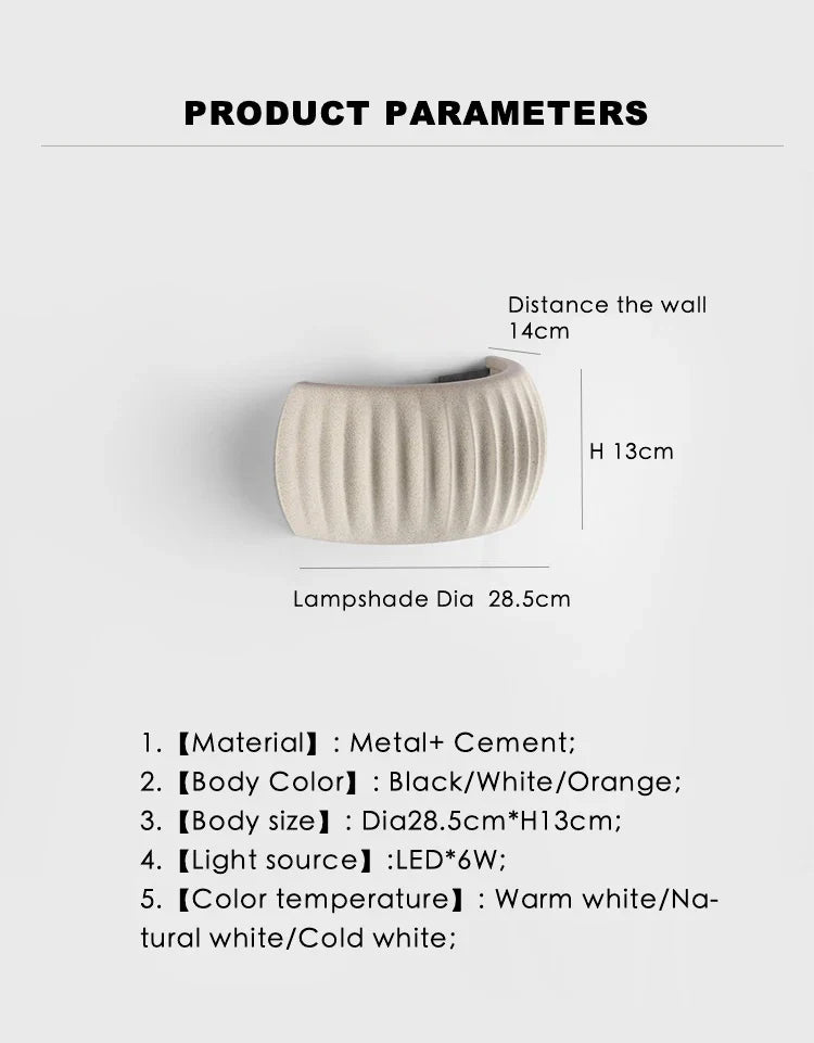 Afralia™ Pumpkin LED Wall Light in Cement Grey Finish for Outdoor Industrial Atmosphere