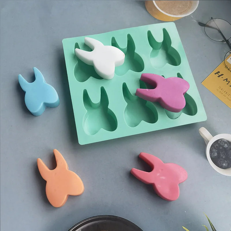 Afralia™ 6 Hole Tooth Silicone Mold 3D Cake Biscuit Candy Ice Cube Bakeware