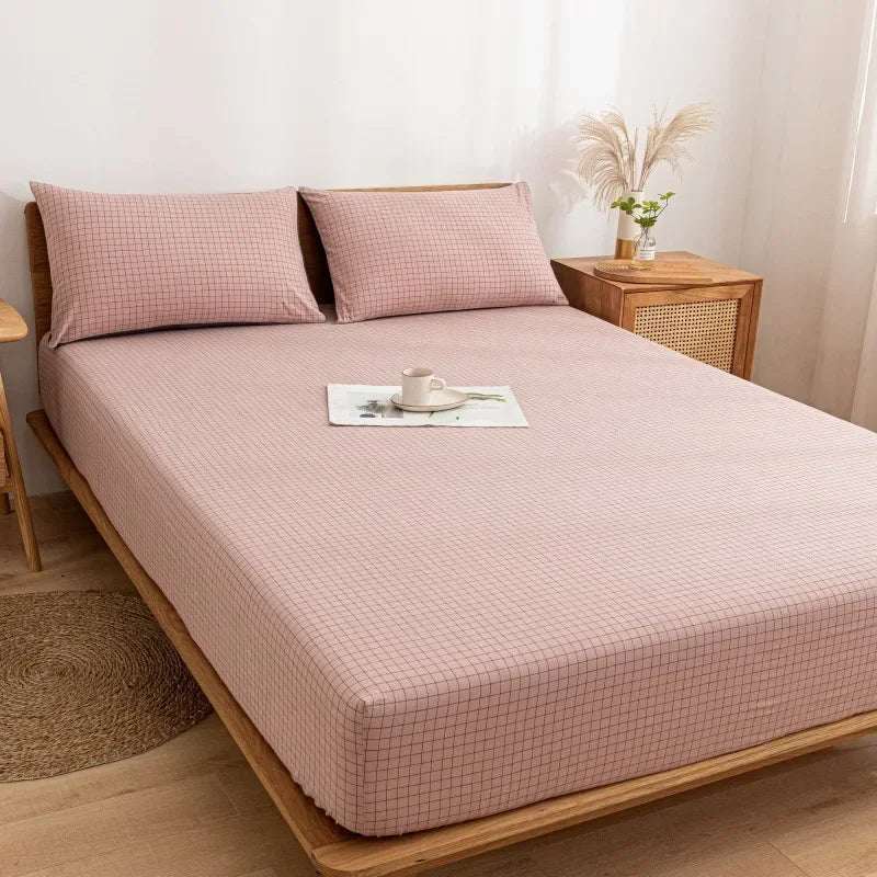 Afralia™ Cotton Fitted Sheet with Elastic Bands for Single Double King Queen Bed