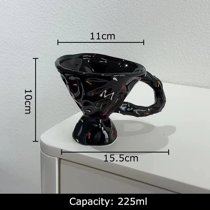 Afralia™ Colorful Icing Suger Decorative Ceramic Mug for Dining Table and Coffee