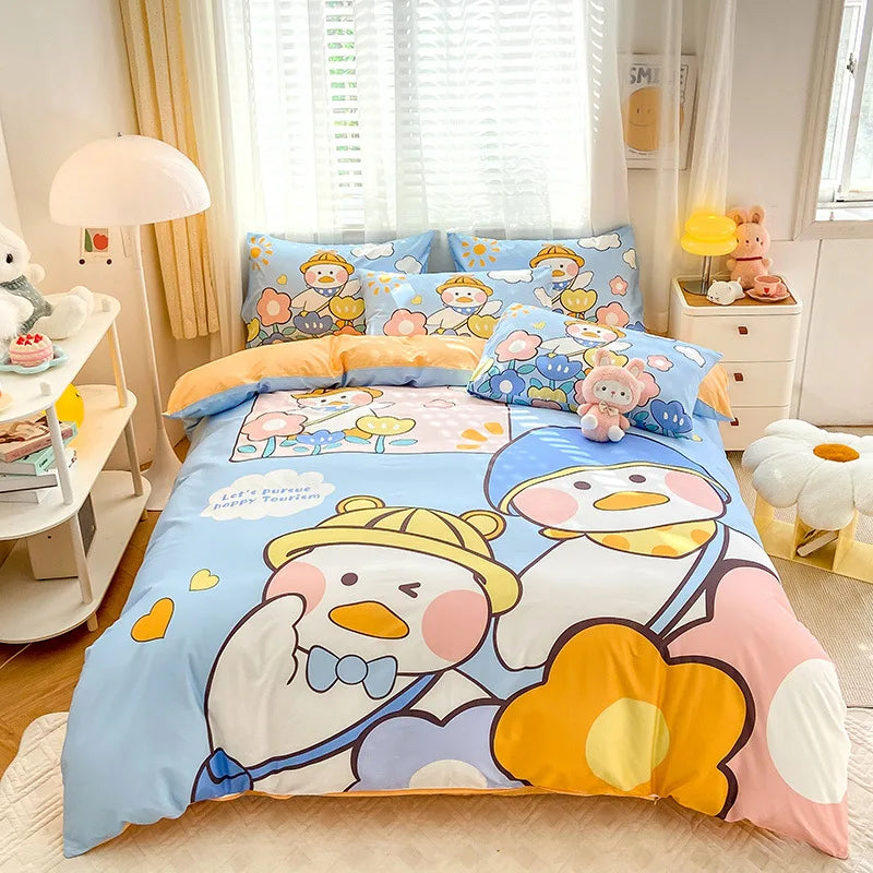 Afralia™ Flower Single Double Bedding Set Full Size Cotton Duvet Cover High Quality Quilt Cover Set