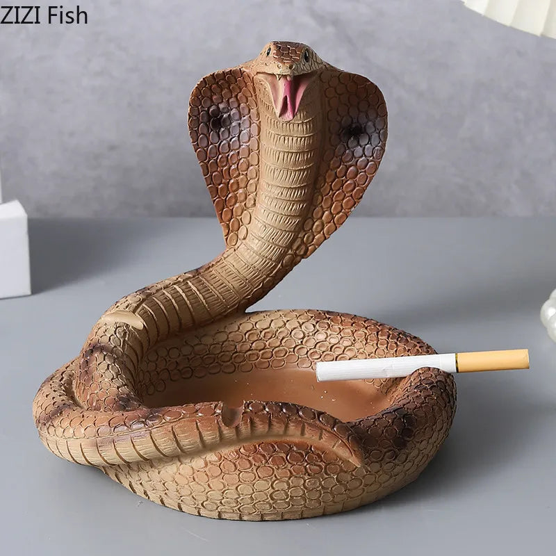 "Afralia™ Cobra Ashtray: Resin Office Smoking Accessories & Weed Ashtray Gift for Boyfriend"