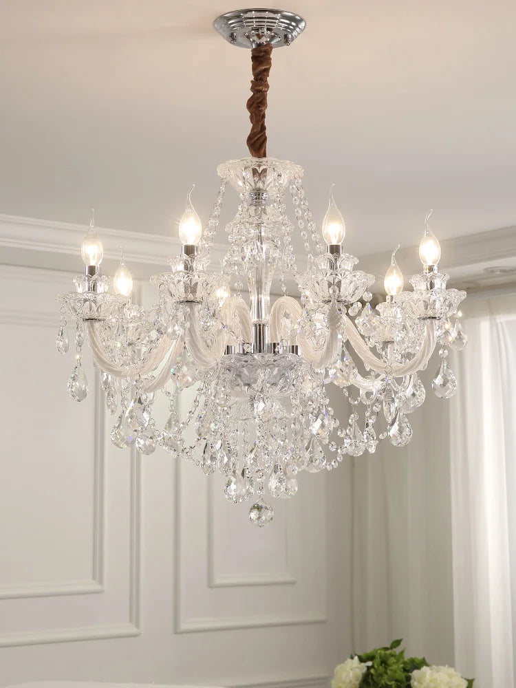 Afralia™ Crystal Chandelier LED Candle K9 Crystal Lamp for Living Dining Bedroom Shop