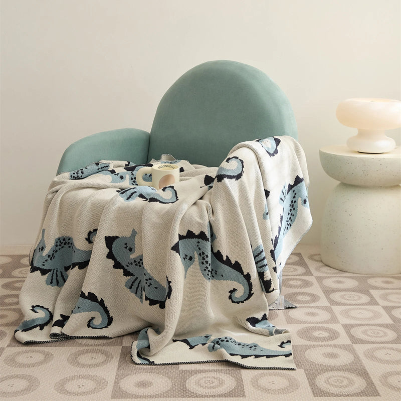 Afralia™ Cute Sea Horse Cotton Blanket