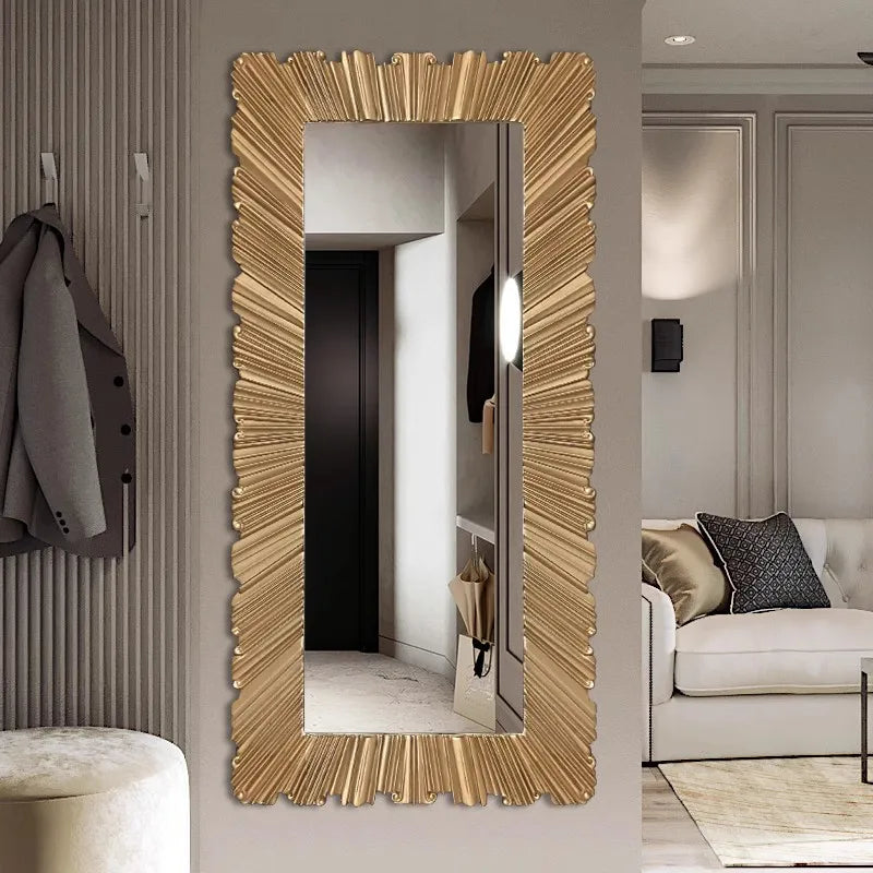 Afralia™ Modern Golden Irregular Wall Mirror Ornament for Living Room and Bathroom