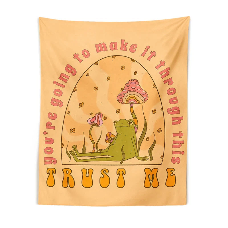 Afralia™ Mushroom Frog Tapestry Wall Hanging for Bohemian Home Decor and Dorm Room Style