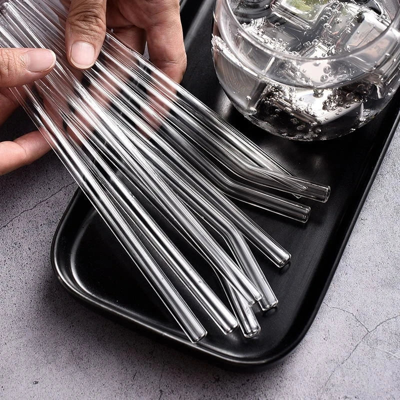 Afralia™ Glass Straw Set for Smoothies Cocktails Bar - Reusable, High Borosilicate Straw