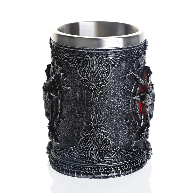 Afralia™ Baphomet Resin Stainless Steel Beer Glass Tankard Pub Bar Decor