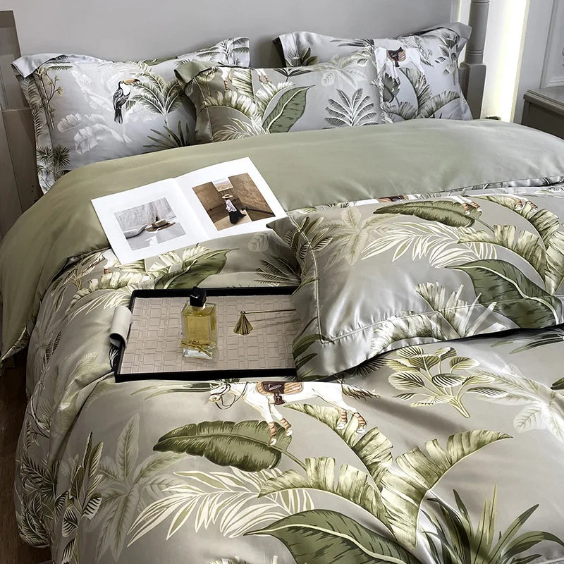 Afralia™ 3D Printed Faux Silk Bedding Set - Cooling, Skin-Friendly, Non-Fading Comfort