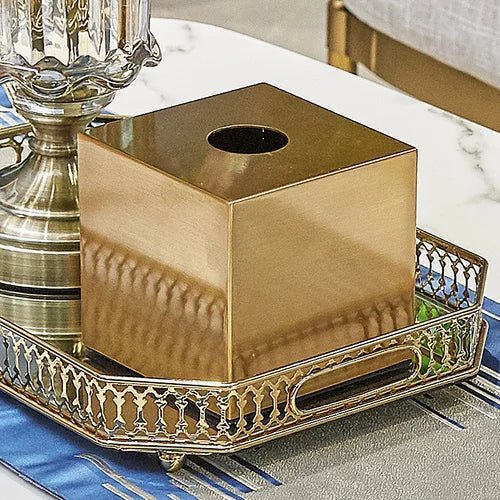 Afralia™ Brass Color Geometric Animal Tissue Box - Luxury Living Room Decor