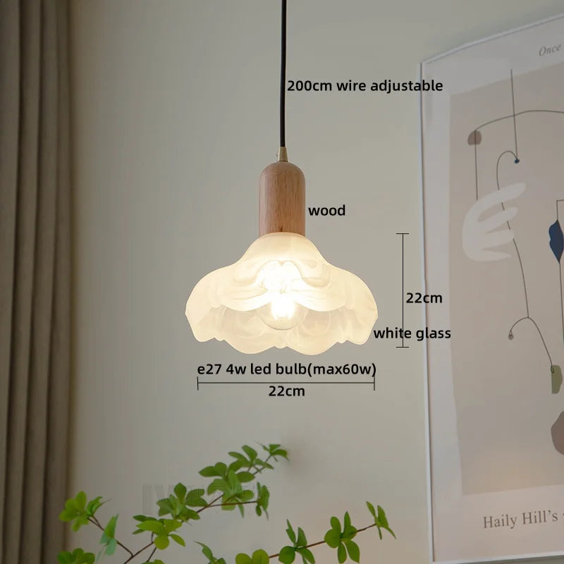 Afralia™ Modern Copper Wood LED Pendant Lamp for Living Dining Bedroom, Nordic Design