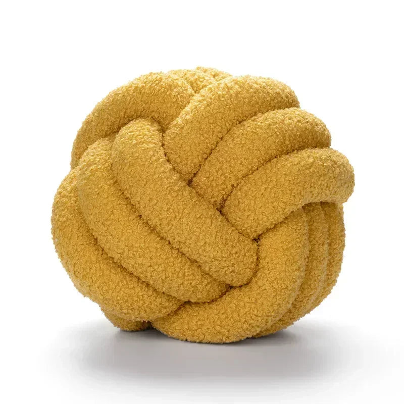 Afralia™ Lamb Fleece Sofa Bed Pillows, High-End Knotted Ball Cushions for Elegant Living Room Decor
