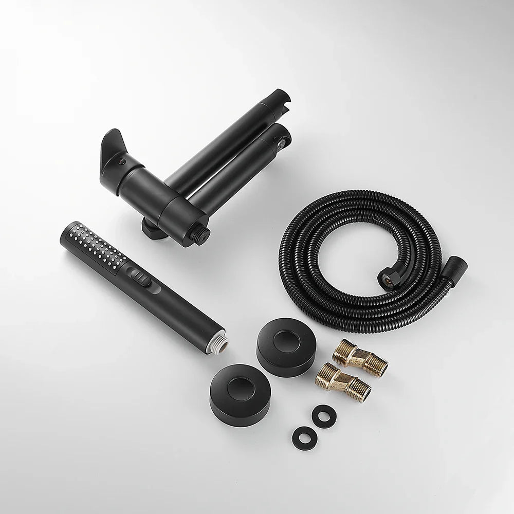 Afralia™ Silver Bath Shower Set Rotating Nozzle Wall Mounted Mixer Tap