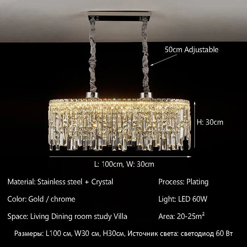 Afralia™ Golden Starry Sky Crystal Chandelier LED Pendant Light - Luxe Indoor Lighting