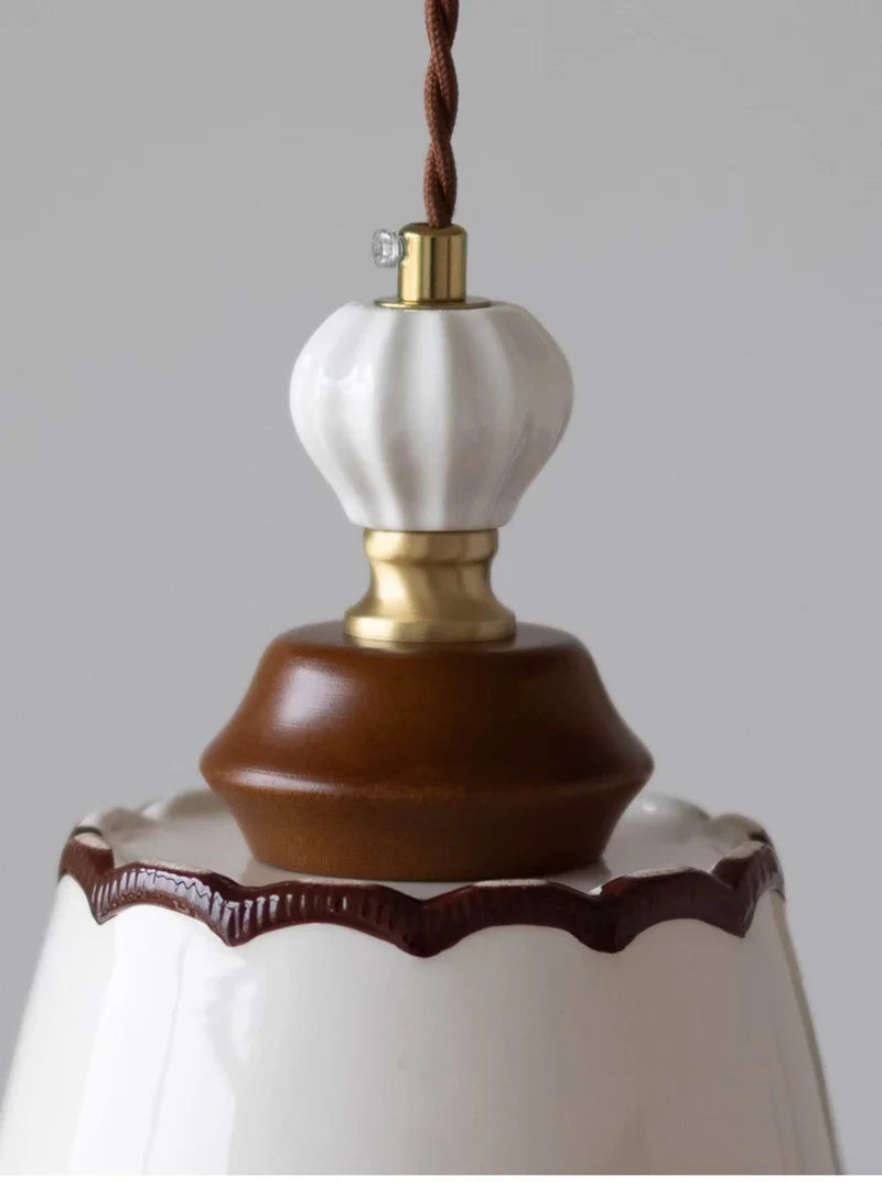 Afralia™ Ceramic Wood LED Pendant Light: Modern Nordic Hanging Lamp for Home Decor