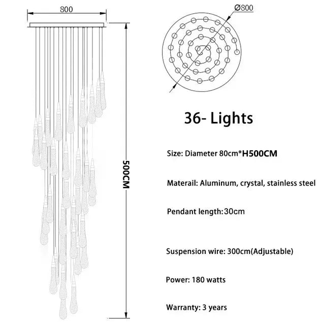 Afralia™ Modern LED Crystal Chandelier for Living Room, Bedroom, and Stair Lighting