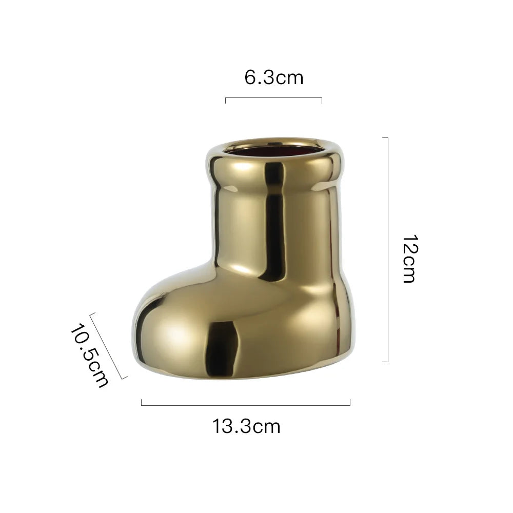 Afralia™ Ceramic Cartoon Boots Vase Pen Holder Home Decoration Pot