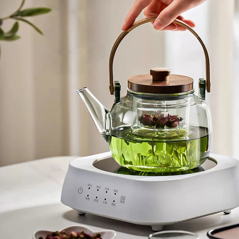 Afralia™ Transparent High-Temperature Teapot Tea Set with Tea Separator