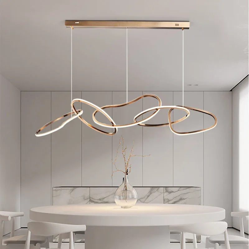 Afralia™ LED Ring Chandelier for Living Dining Room - Postmodern Luxury Minimalist Art Lighting