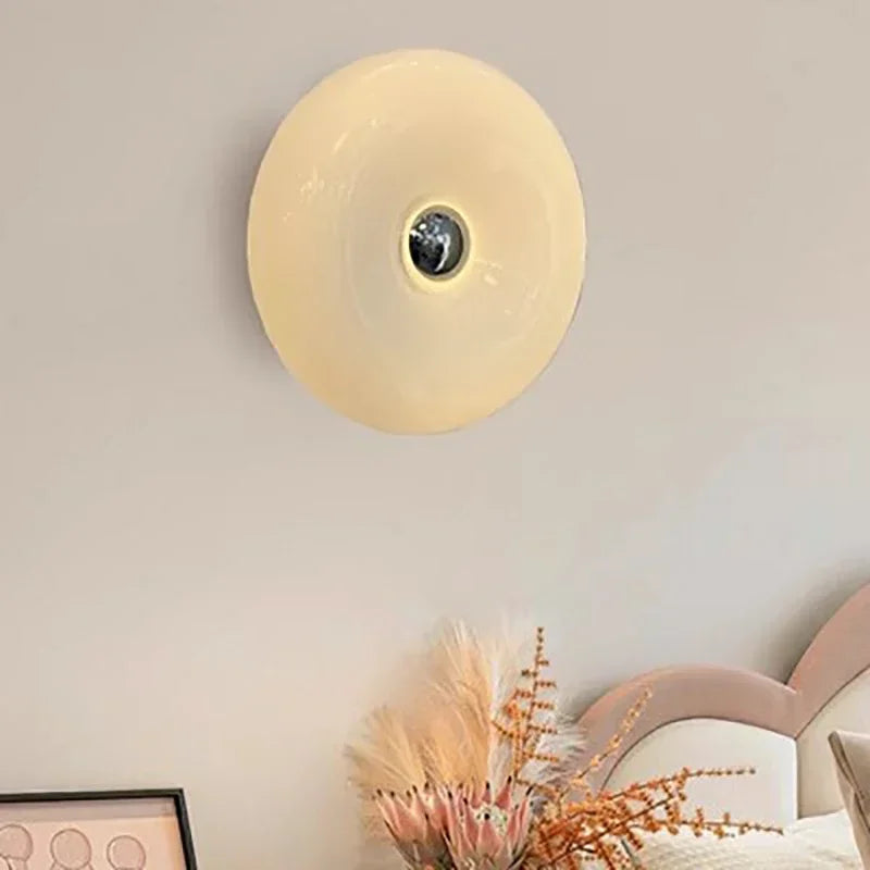 Afralia™ Glass Donut LED Wall Sconce for Living Room Bedroom Hallway Balcony Lighting