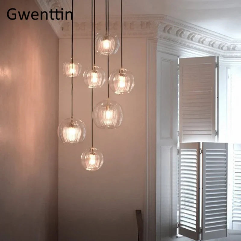 Afralia™ Nordic Glass LED Pendant Light for Modern Kitchen and Living Room