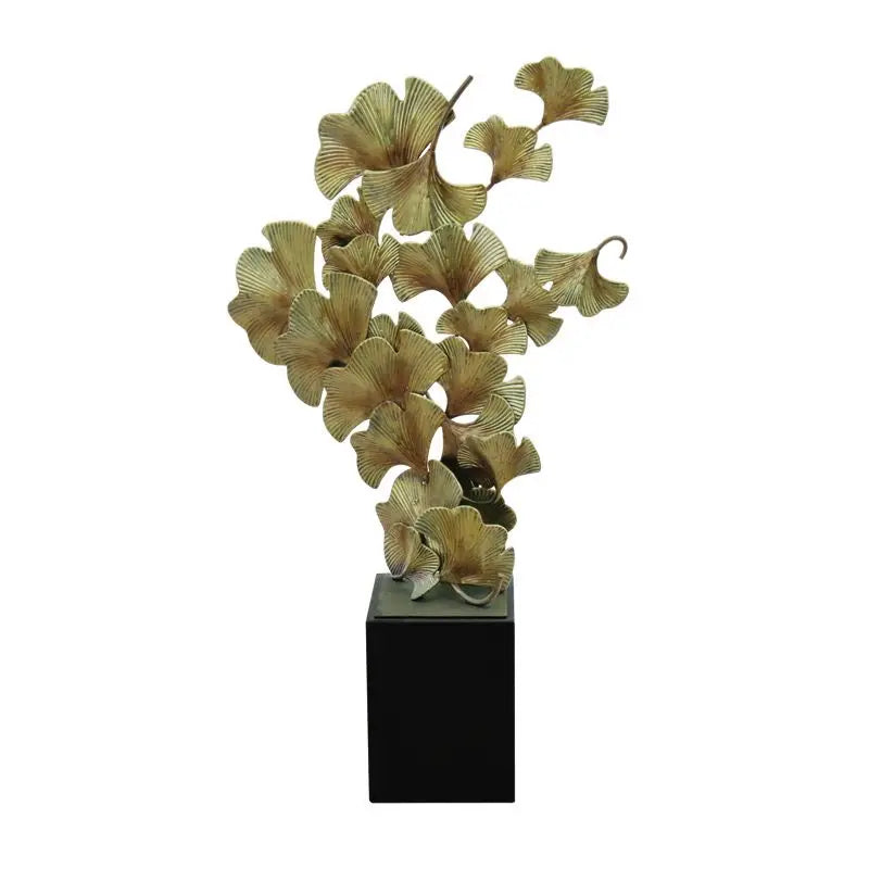 Afralia™ Metal Ginkgo Leaf Ornaments for Home Decoration - 3D Foyer Desktop Decor