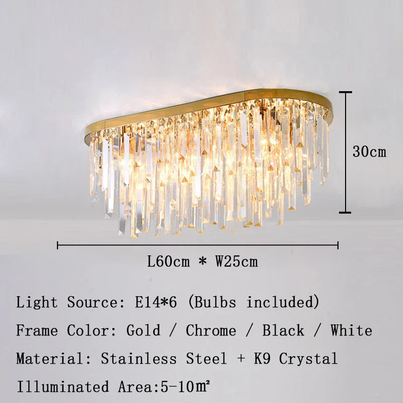 Afralia™ Gold Crystal Ceiling Lights - Luxury LED Fixture for Elegant Home Decor