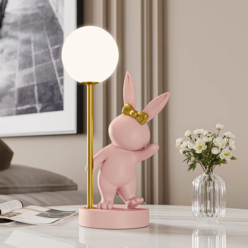 Afralia™ Nordic Rabbit Table Lamp: Luxury Bunny Night Light for Bedroom, Wedding & Birthday Gift