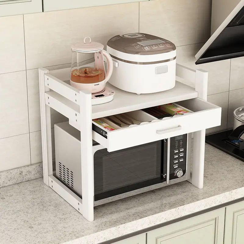 Afralia™ Microwave Shelf with Drawer, Integrated Oven, Rice Cooker, Air Fryer, Electrical Storage Rack