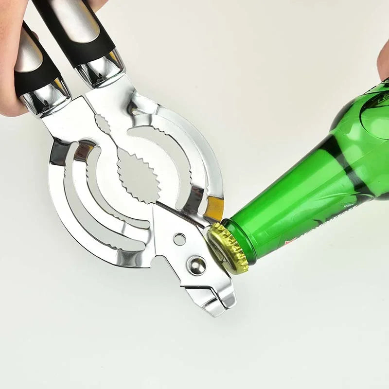 Afralia™ Stainless Steel Can Opener & Bottle Opener with Anti-slip Grip