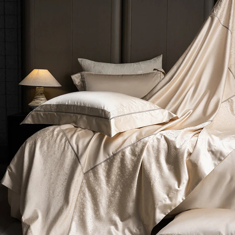 Afralia™ Classic Luxury Brocade Satin Jacquard Cotton Bedding Set with Sheet and Pillowcase