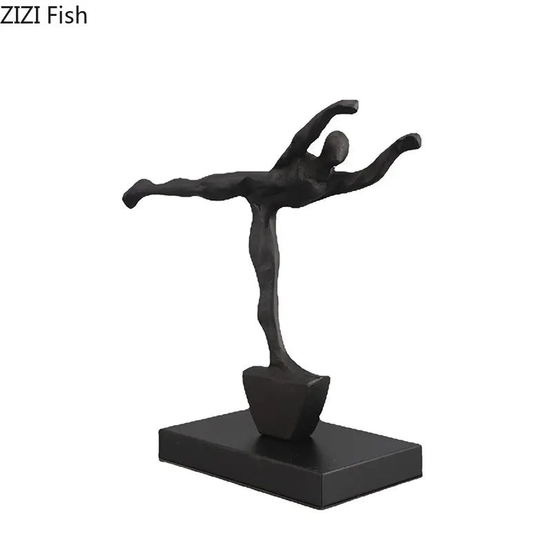 Afralia™ Abstract Cast Iron Figure Sculpture Modern Home Decor Statue Craft