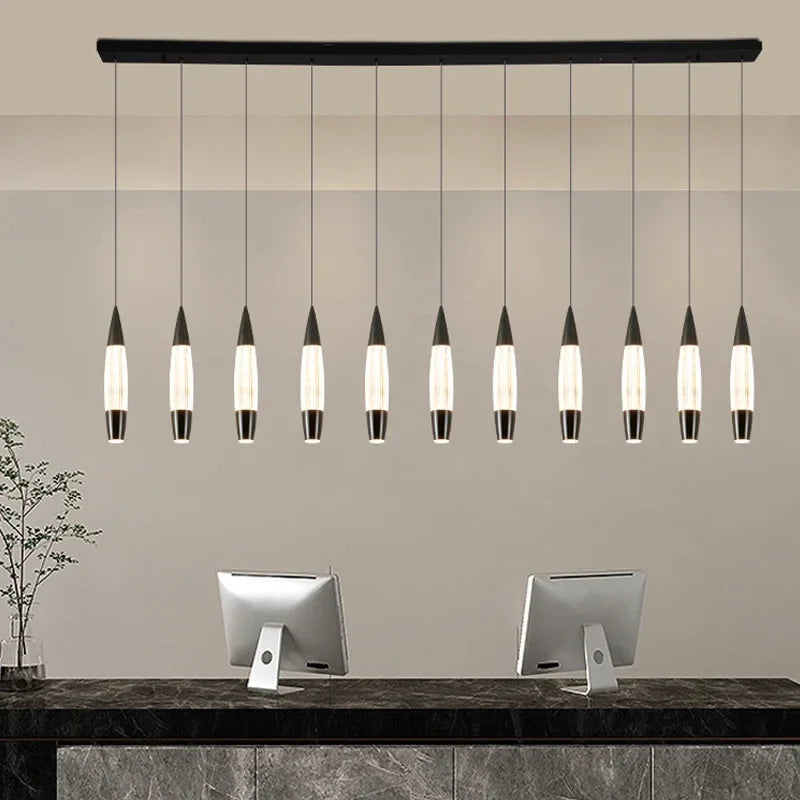 Afralia™ Modern LED Staircase Chandelier in Black Gold Finish