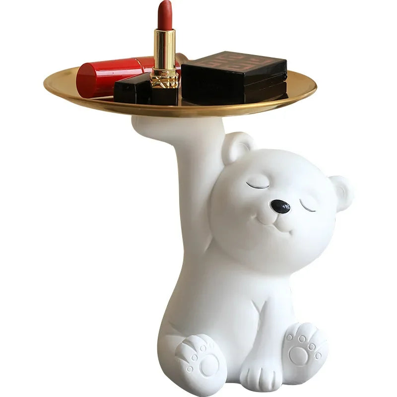 Afralia™ Bear Figurine Resin Sculpture Home Decor Storage Box Living Room Ornaments