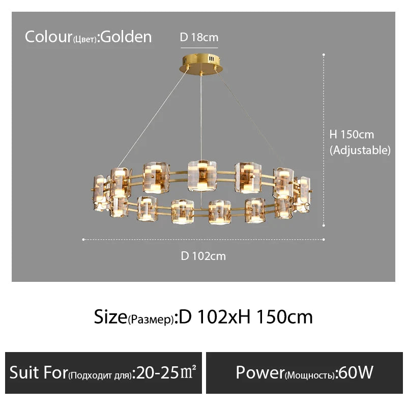 Afralia™ Modern Nordic Glass Round Chandelier with Full Copper Finish