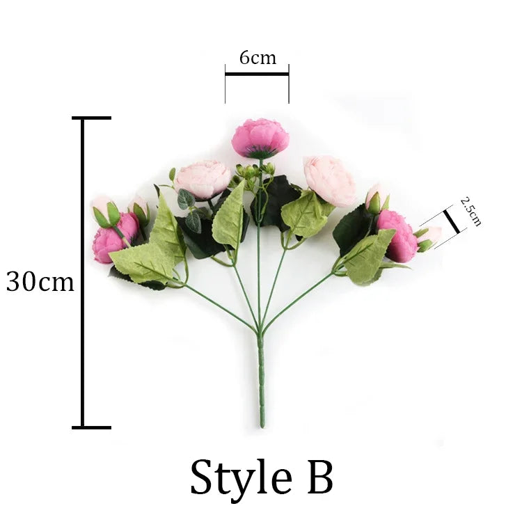 Afralia™ Rose Peony Silk Flowers Bouquet for Home Party Wedding Decoration