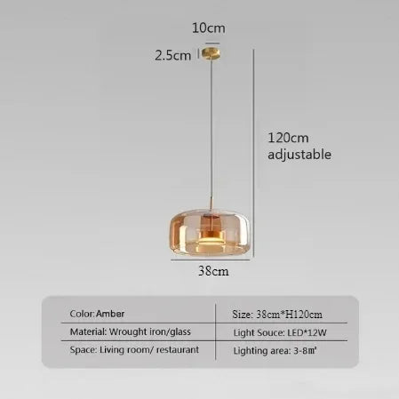 Afralia™ Glass Pendant Light Luxury Nordic Led Hanging Lamp Modern Bedroom Fixture