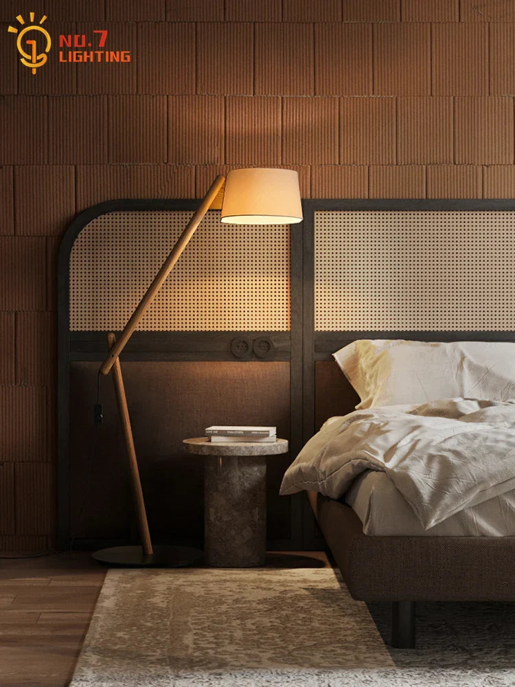 Afralia™ Solid Wood Floor Lamp LED E27 for Living Room Sofas Bedroom Study Area