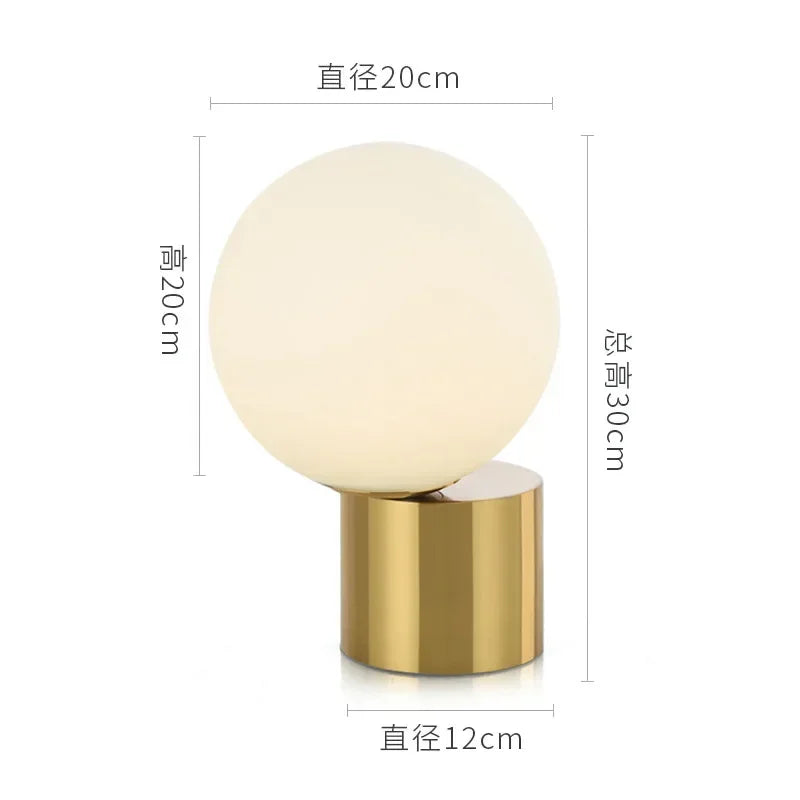 Afralia™ Glass Ball Table Lamp for Bedroom Study Hotel, Nordic Modern Decorative Bedside Light