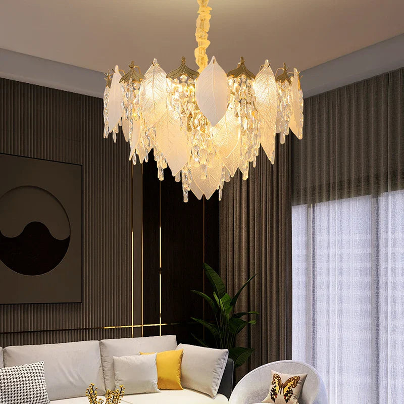 Afralia™ Crystal Glass Chandelier Blade LED Pendant Light for Living Dining Bedroom Lighting