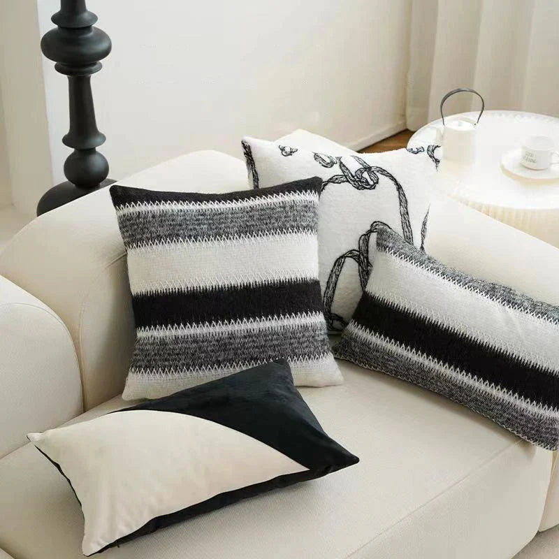 Afralia™ Nordic Wool Knit Cushion Cover Black White Luxury Pillowcase Home Decor