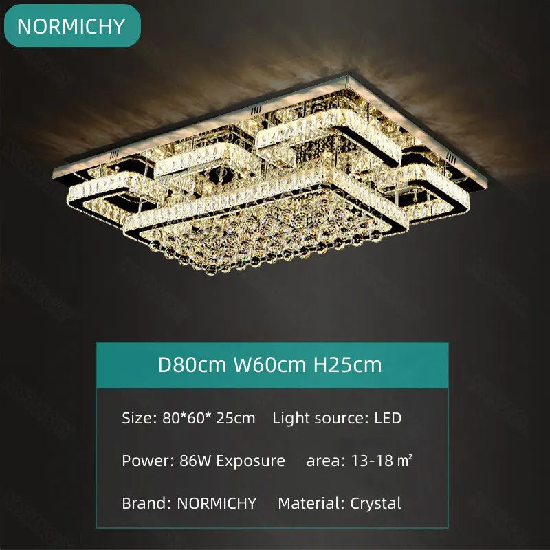 Afralia™ Elegant Crystal LED Chandelier, Remote Control Ceiling Lamp for Living Room, Bedroom