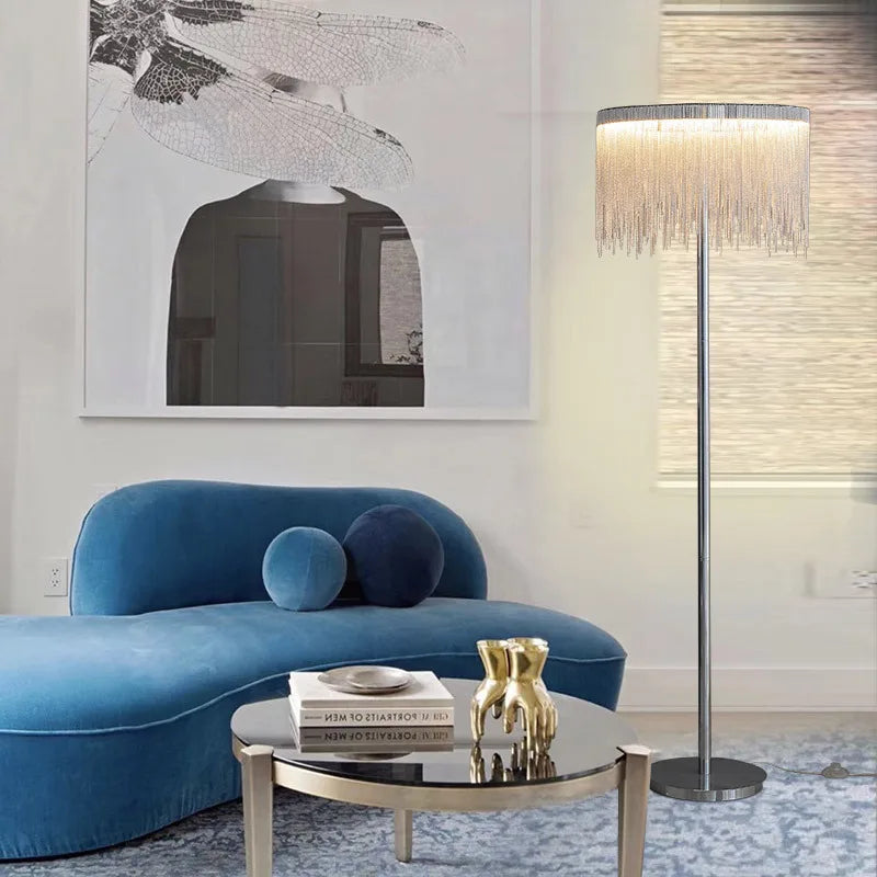 Afralia™ Chrome Metal LED Floor Light for Living Room Bedroom Dining Room