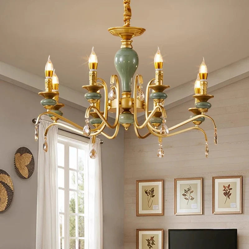 Afralia™ Mediterranean Ceramic Crystal Chandelier - Elegant Lighting Fixture