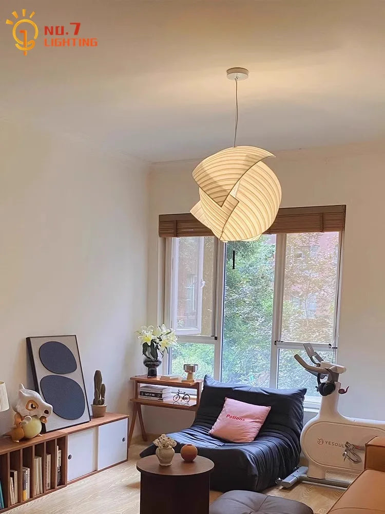 Afralia™ Wabi-sabi Fabric Art LED Pendant Lights for Home and Restaurant