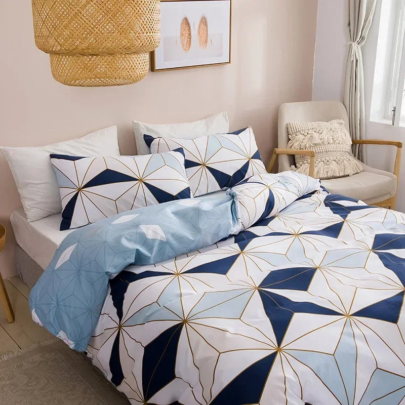 Geometric Stripe Bedding Set by Afralia™: Queen, King, Full, Single, Double Sizes